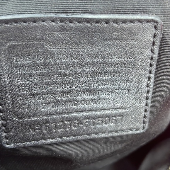 Coach 24CM Signature Duffle Shoulder Bag Crossbody Black Leather Silver - Picture 6 of 6